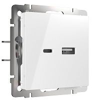 Розетка USB тип A+С без рамки Werkel 2-м. белый глянцевый картинка